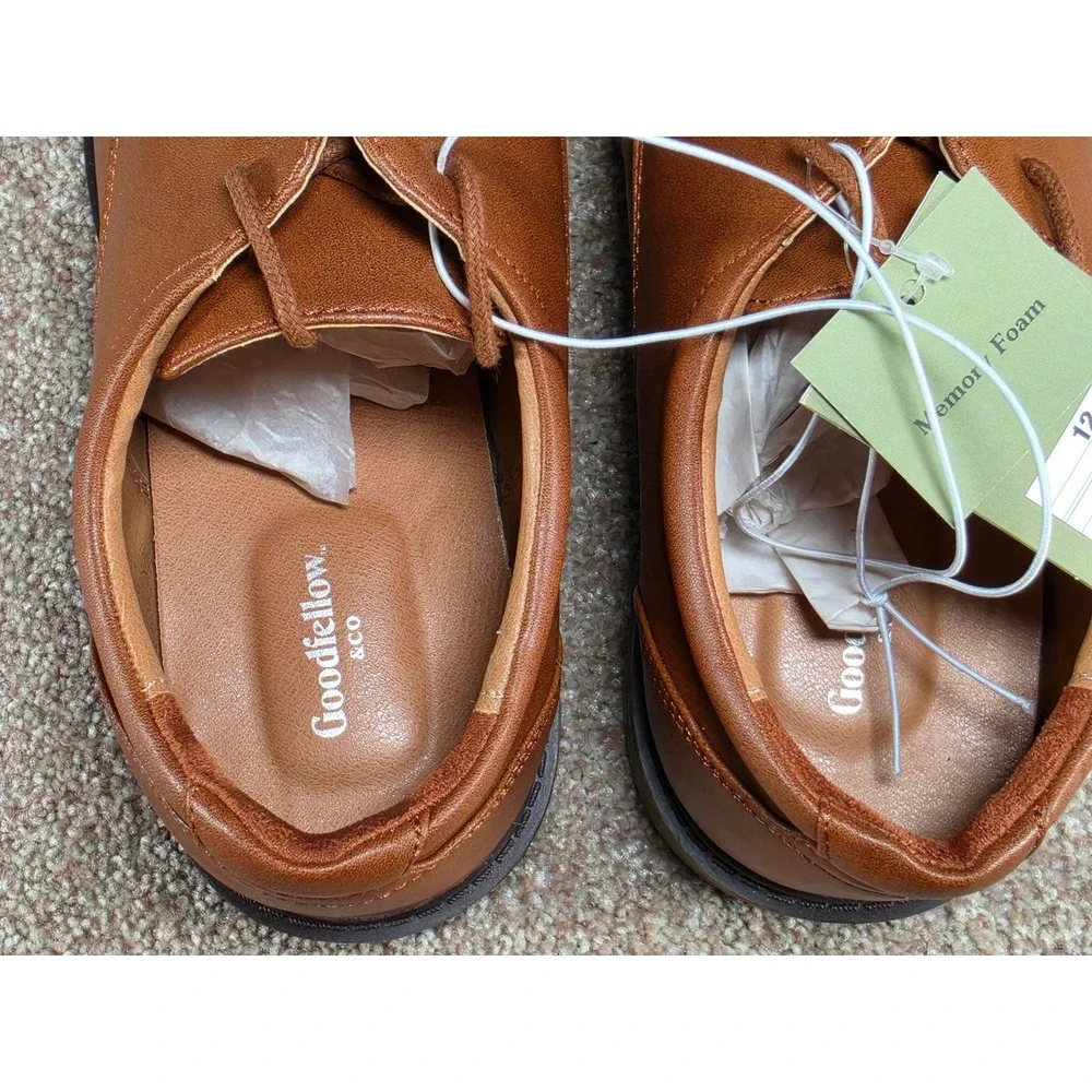 Goodfellow & Co Leo Mens Brown Memory Foam Derby Dress Shoes Size 12 NEW